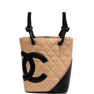 Chanel Cambon Small Tote Bag Beige × Black
